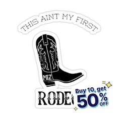 a pair of cowboy boots with the words rodeo on it and an arrow in the middle