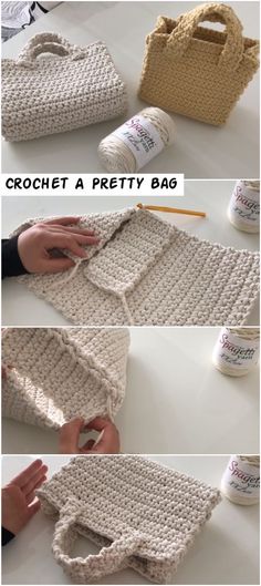 crochet a pretty bag is shown with instructions to make it look like an old purse