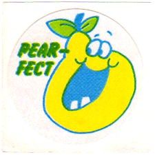 a sticker with the words pear - fect on it and a cartoon character