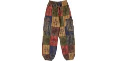 Nomad Travels Patchwork Unisex Harem Pants with Hippie Stamps in Clothing - Step out in style with these hippie unisex cotton patchwork pants. Features: Split-Skirts-Pants, Patchwork, Stonewash, Yoga,Striped, Bohemian. Tie Dye Cardigan, Harem Trousers