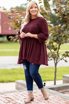 Concert Date Night Top, Wine – Chic Soul Curvy Baddie Outfits, Running Late Outfits, Date Night Tops, Plus Size Outfits Casual, Casual Plus Size Outfits, Concert Date, Pretty Wine, Chic Soul, Best African Dresses