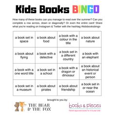 kids's books bingo game with the words on it