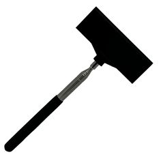 a black and white photo of a large shovel with a long handle on it's tip