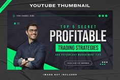 a man in glasses is standing with his arms crossed and the words top 5 secret profitable trading