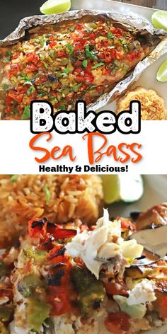 baked sea pass with text overlay that reads baked sea pass healthy and delicious recipe