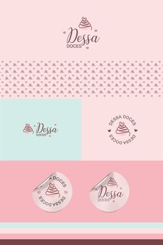 three different logos for desserts and cakes