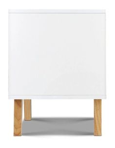 a white cabinet with wooden legs on a white background