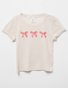 Cute Tops For Middle School, Preppy White Shirt, Clothes Summer 2024, Bow Tee Shirt, Where To Buy T Shirts, Preppy Shirts For School, Birthday Wishlist Preppy, Preppy Tshirt Designs, Basic Graphic Tees