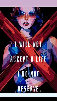 a woman holding two crosses with the words i will not accept life, i don't