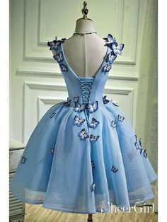 Sky Blue Homecoming Dresses Butterfly Applique Short Homecoming Dress ARD1330-SheerGirl Dresses Butterfly, Prom Dresses Short Blue, Best Homecoming Dresses, Sky Blue Prom Dress, Burgundy Homecoming Dress, Burgundy Homecoming Dresses, Butterfly Applique, Tulle Party Dress, Graduation Party Dresses