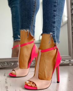 Heel Accessories, Ankle Strap Sandals Heels, Trend Fashion, Pu Heels, Fashion Pattern, Ankle Strap Heels, Hot Shoes, Lace Up Heels, Strap Heels