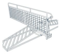 an outline drawing of a tennis court with the net attached to it's side