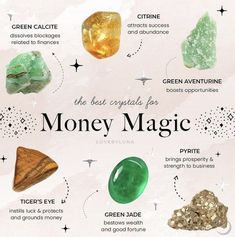 Wicca Knowledge, Crystals For Money, Crystal Magick, Soya Mumu, Crystal Vibes, Best Crystals, Crystal Guide