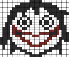 the joker face is made up of black, white and red squares with an evil smile