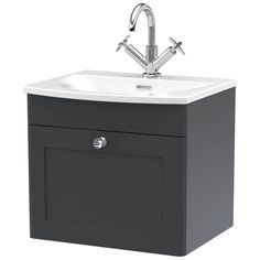 a sink with a faucet in the middle and a cabinet below it, on a white background