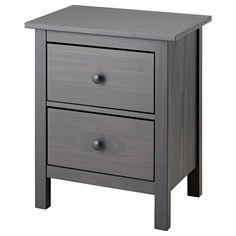 two drawers are shown with one drawer open and the other closed, in grey wood