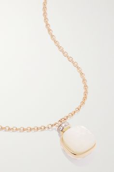 Pomellato's necklace is part of the iconic 'Nudo' collection, which is loved for its stunning use of colorful stones. Made from 18-karat rose and white gold, the wrapped pendant comes in the brand's exclusive Hourglass cut and beautifully binds together white topaz and mother-of-pearl. It's topped with a band of diamonds for a sparkling finishing touch. Fine Jewelry Rose Gold Necklace With Pearl Pendant, Colorful Stones, Wrapped Pendant, Fine Jewellery Necklace, Multi Stone, White Topaz, Stone Necklace, Net A Porter, Jewellery And Watches