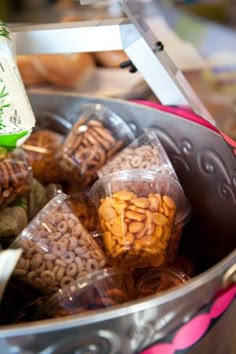 a bucket filled with lots of different types of food