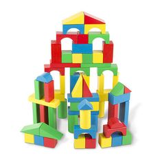 a pile of colorful wooden blocks sitting on top of each other