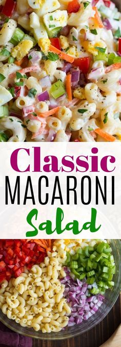 this classic macaroni salad is loaded with fresh vegetables and pasta