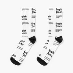 Super soft all-over printed knit socks with extra cushioning in the sole. Suitable for men and women. Funny English Teacher Definition - English Teacher Gift - An english teacher is like a normal teacher, but much deeper. A philosopher if you will. English Teacher Shirts, Funny English Teacher Shirts, English Teacher Tshirt, Teacher Definition, English Teacher Gifts, English Teacher, Sock Gifts, Socks For Sale, Knitting Socks