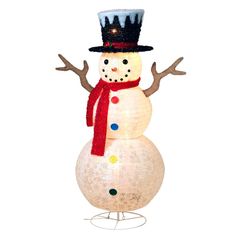 48" Lighted Glittering Snowman - The Country Christmas Loft Outdoor Snowman, Lighted Snowman, He Is Alive, Snowman Figurine, Gerson, Snowman Decorations, So Real, Outdoor Holiday Decor, Red Scarves