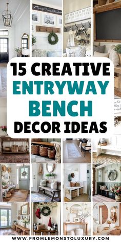 entryway bench decor ideas Christmas Entryway Bench, Foyer Bench Ideas, Entryway Bench Decor Ideas, Bench Decor Ideas, Foyer Entryway Decor Ideas, Small Entry Bench