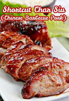 shortcut chinese barbecue pork on a white plate