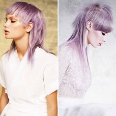 Capelli lunghi tagli mullet Grey Straight Hair, Straight Hair Styles, Hair Color Pastel, Funky Hairstyles, Fringe Hairstyles, Hairstyle Gallery, Pastel Hair, Creative Hairstyles