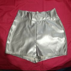 Brand New Shein Silver Shorts. Size Xs. Zipper In Back. Chic Metallic Short Bottoms, Metallic High-waisted Shorts For Party, Silver Bottoms With Built-in Shorts, Silver High-waist Shorts For Summer, Glamorous Metallic Shorts, Starfire Costume, Y2k Bottoms, Alien Costume, Silver Shorts