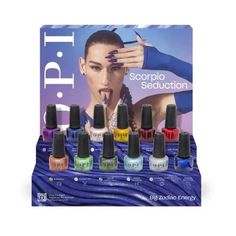 Big Zodiac Energy Polish Collection 2023 by OPI with display Zodiac Sign Nail Polish, Opi Fall 2023 Collection, 2023 Manicure, Zodiac Energy, Opi Fall, Spa Furniture, Nail Supply Store, Counter Display, Long Lasting Nails