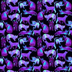 Galaxy Cats Pattern - Neon , Raspberry Creek Fabrics Galaxy Colors, Galaxy Cat, Phone Wallpaper Patterns, Neon Blue, Cat Pattern, Timeless Treasures, I Wallpaper, Cat Lady, Android Wallpaper