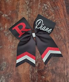 3 inch wide ribbon with glitter HTV. 2 names come with the price of the bow. 3 DIFFERENT Chevron colors. Hair tie attached. Bows are made stiff. Please message me if you do not see your color combination. Cheer Backpack, Competition Bows, Sideline Cheer, Dance Bows, Softball Bow, Softball Crafts, Custom Cheer Bows, Softball Bows, Glitter Cheer Bow