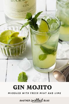 gin mojito with fresh mint and lime