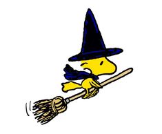 a drawing of a dog wearing a witches hat and holding a broom in its paws