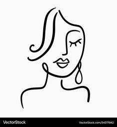 a black and white drawing of a woman's face