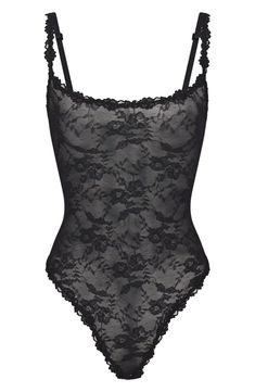 SKIMS Stretch Lace Thong Bodysuit | Nordstrom Lace Thong, Black Lingerie, Instagram Foto, Stretch Lace, Aesthetic Clothes, Pretty Outfits