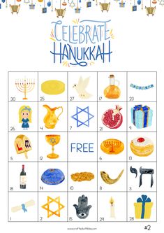 an image of hanukkah calendar with pictures and symbols for each month on it