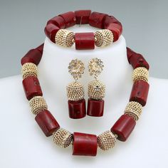 African natural coral bead necklace,wedding jewelry set in JW1214 Red Polished Beads Jewelry Sets, Red Jewelry Sets With Polished Round Beads, Elegant Red Coral Necklaces With Polished Beads, Elegant Red Beaded Jewelry, Elegant Red Bridal Necklace With Round Beads, Elegant Red Pearl Jewelry, Elegant Red Beaded Bridal Necklace, Red Polished Beads Round Jewelry, Elegant Red Coral Round Bead Necklaces