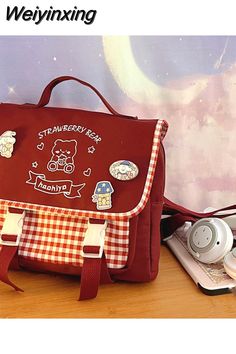 Weiyinxing Japanese Style JK Uniform Backpacks Kawaii Bear Embroidery Women Shoulder Bag 4 Colors Zipper Bag Female with Cartoon Badge – weiyinxing Kawaii School, Kawaii Bear, Bento Box Kids, Otaku Room, Bear Embroidery, Strawberry Bear, Casual Tote Bag, Backpack Pattern, Backpack Material