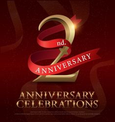 the 9th anniversary celebration with red ribbon and gold lettering on a dark background, illustration