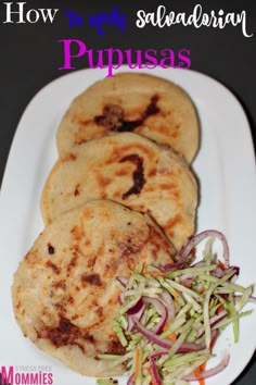 some food is sitting on a white plate with the words how to make homemade stuffed pitas