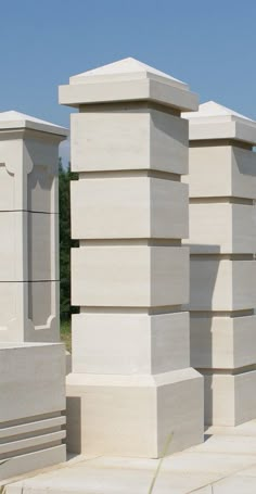 several cement blocks stacked on top of each other