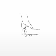 two hands holding each other in the middle of a line art style drawing on white paper