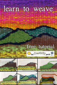 the crochet pattern shows how to weave a mountain scene with text that reads learn to weave