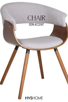 the chair is upholstered with wood legs