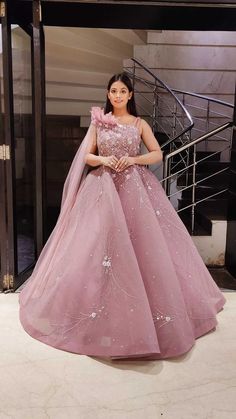 Ball Gown Engagement Dress, Marriage Dress Indian Girl, Gowns For Engagement Indian, Gown For Engagement Indian, Engagement Dress For Bride Indian Gown, Reception Gowns Indian Bridal, Pink Engagement Dress