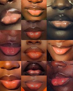 multiple images of different lips with various colors and shapes, all showing the same amount of lipstick