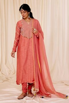 Buy Pink Chanderi Slub Lining Mulmul Cotton Phool Jaal Yoke Anarkali Set For Women by Leela By A Online at Aza Fashions. Transitional Semi-stitched Cotton Silk Salwar Kameez, Cotton Silk Churidar With Gota Work, Festive Slub Silk Kurta With Sheer Dupatta, Long Chanderi Salwar Kameez With Zari Work, Raw Silk Anarkali Set With Straight Kurta And Dupatta, Straight Kurta Anarkali Set With Dupatta In Raw Silk, Raw Silk Anarkali Set With Dupatta, Anarkali Set With Dupatta In Raw Silk, Anarkali Unstitched Suit With Pallu In Slub Silk