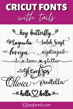 the handwritten font styles for cricutfonts with lots of different lettering styles